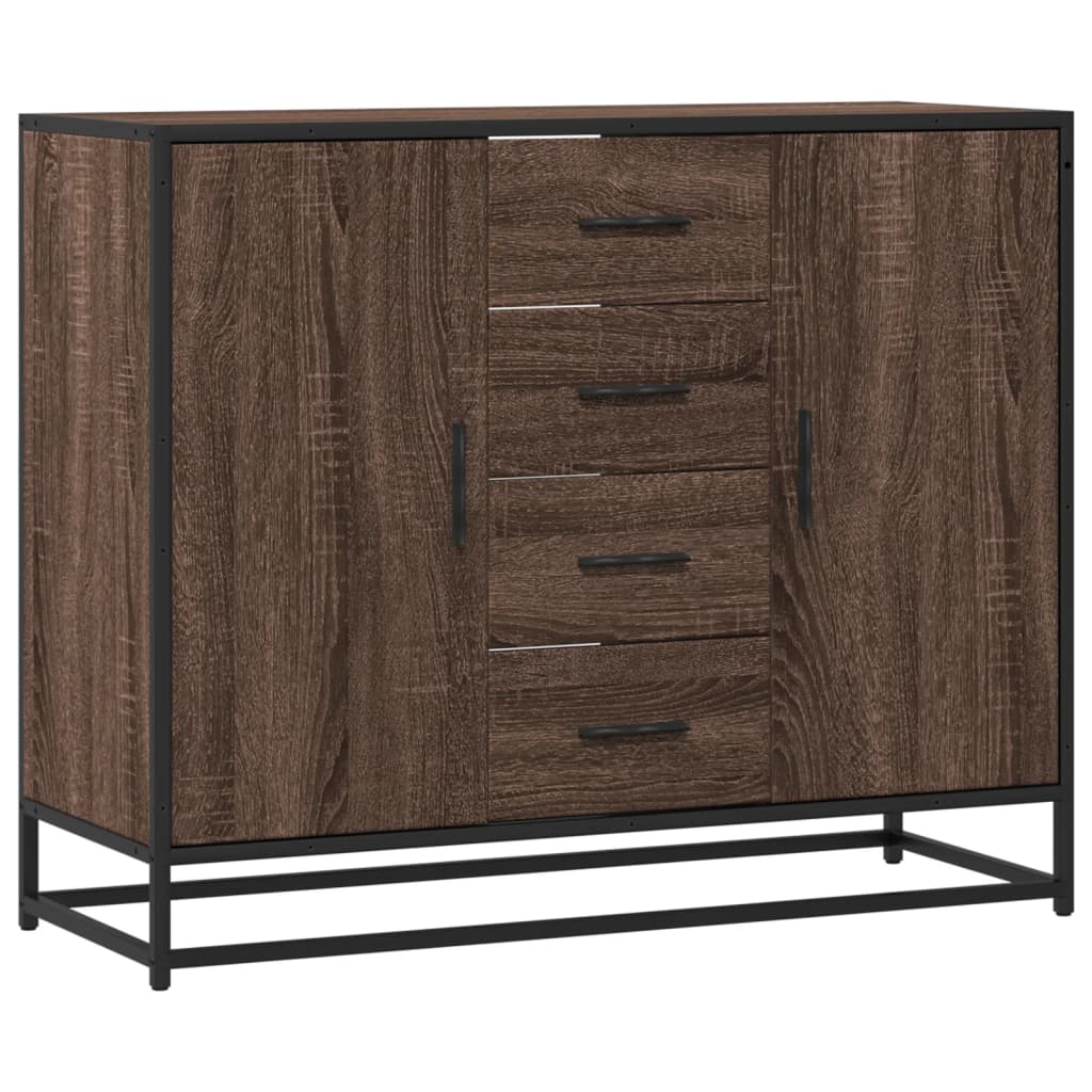 Dressoir 92x35x76 cm bewerkt hout bruin eikenkleurig is nu te koop bij PeponiXL, paradijselijk wonen!