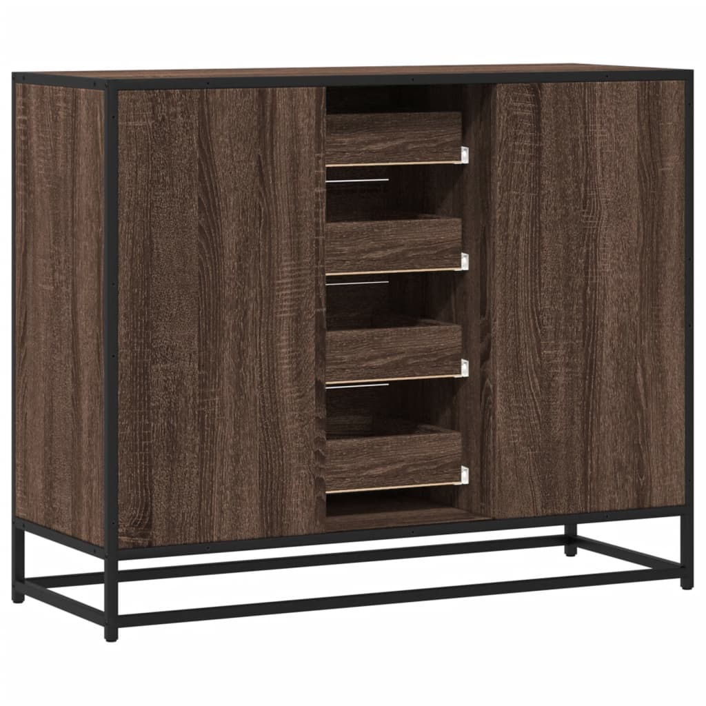 Dressoir 92x35x76 cm bewerkt hout bruin eikenkleurig is nu te koop bij PeponiXL, paradijselijk wonen!