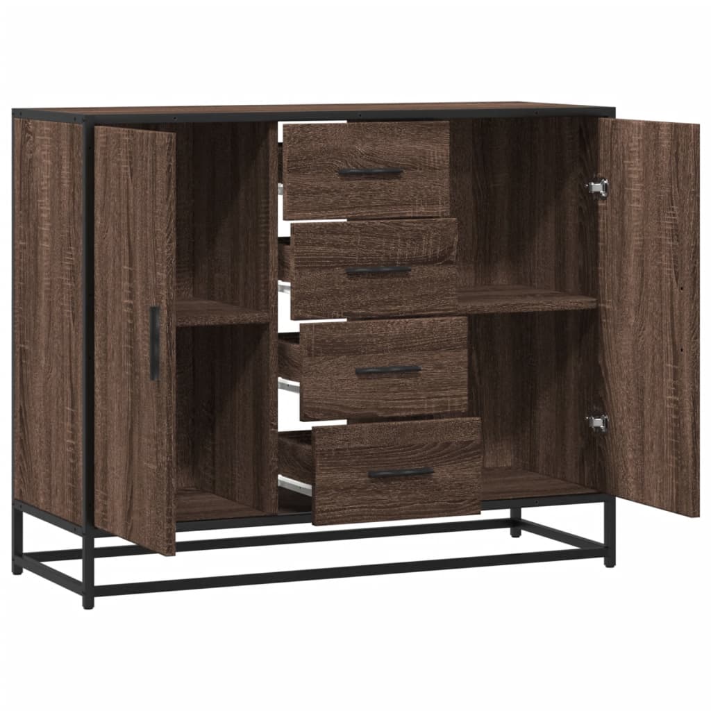 Dressoir 92x35x76 cm bewerkt hout bruin eikenkleurig is nu te koop bij PeponiXL, paradijselijk wonen!
