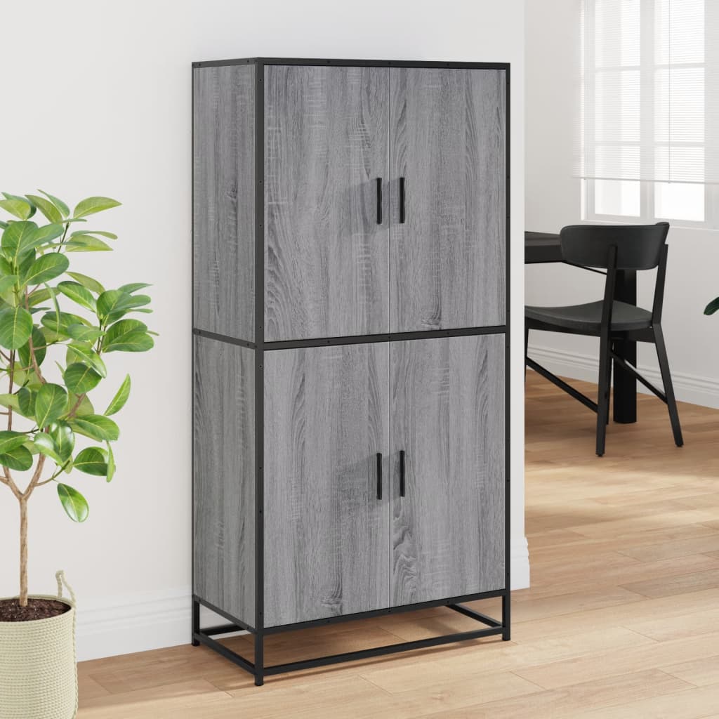 Hoge kast 68x35x139 cm bewerkt hout grijs sonoma eikenkleurig is nu te koop bij PeponiXL, paradijselijk wonen!