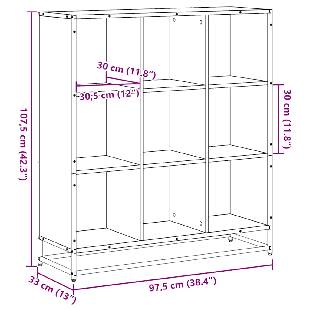 Boekenkast 97,5x33x107,5 cm bewerkt hout en metaal grijs sonoma is nu te koop bij PeponiXL, paradijselijk wonen!