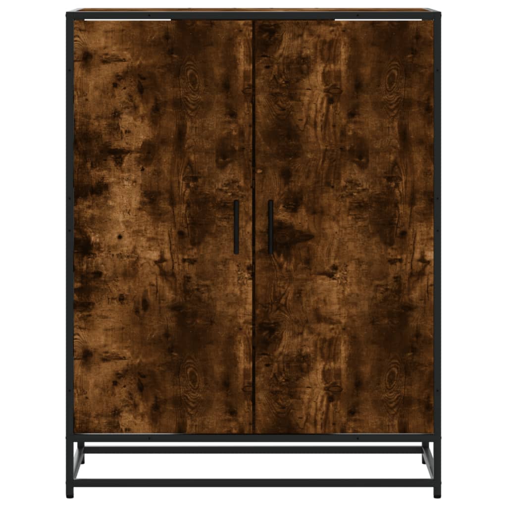 Schoenenkast 75x38x97,5 cm bewerkt hout en metaal gerookt eiken is nu te koop bij PeponiXL, paradijselijk wonen!