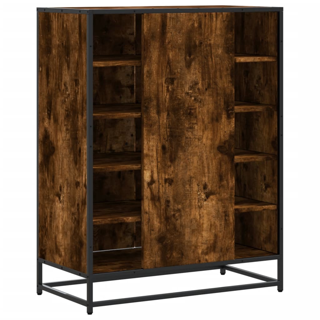 Schoenenkast 75x38x97,5 cm bewerkt hout en metaal gerookt eiken is nu te koop bij PeponiXL, paradijselijk wonen!