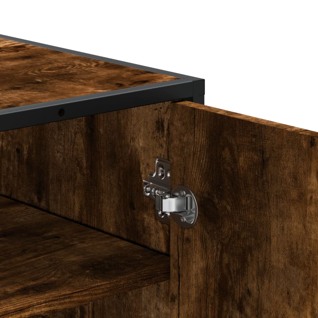 Schoenenkast 75x38x97,5 cm bewerkt hout en metaal gerookt eiken is nu te koop bij PeponiXL, paradijselijk wonen!