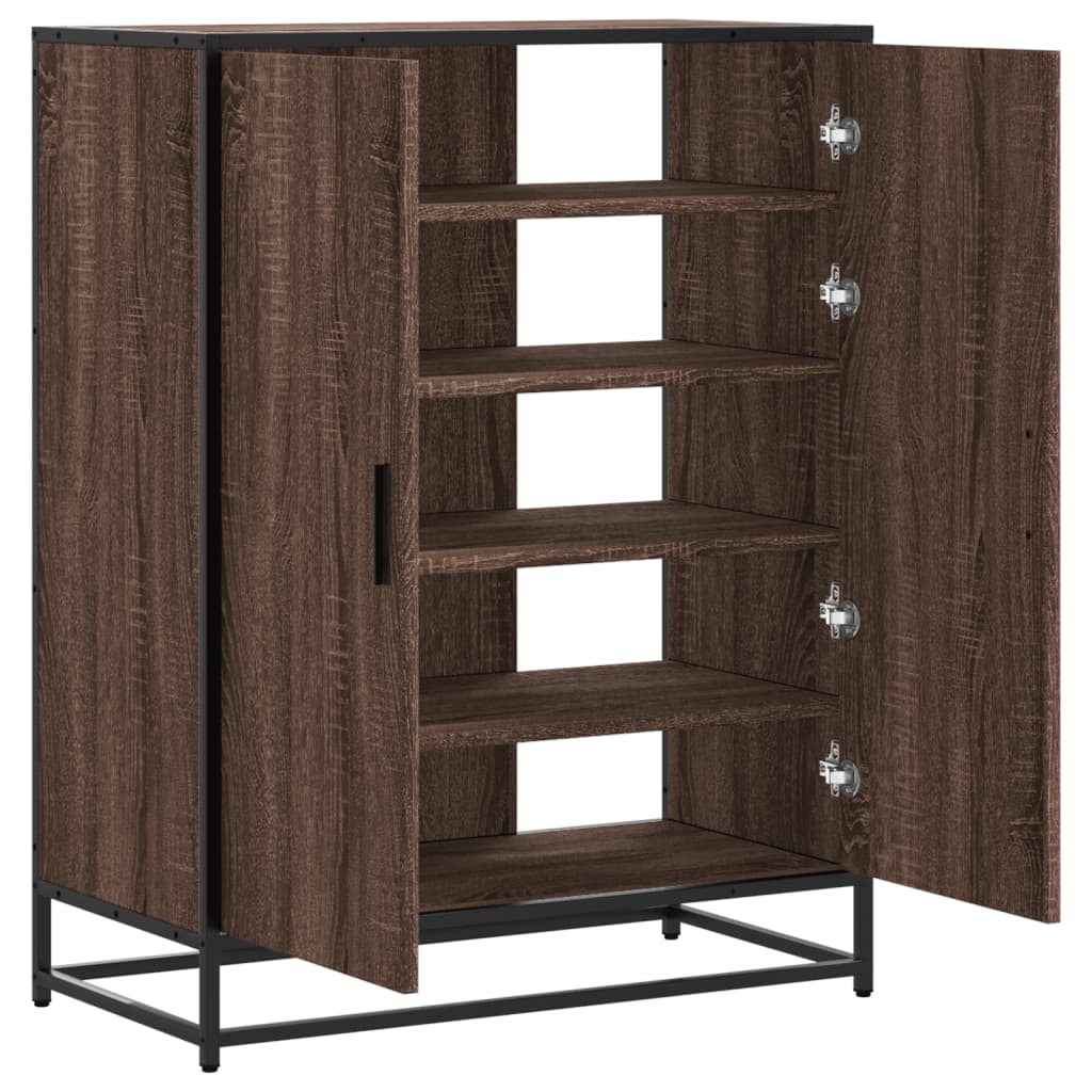 Schoenenkast 75x38x97,5 cm bewerkt hout en metaal bruin eiken is nu te koop bij PeponiXL, paradijselijk wonen!