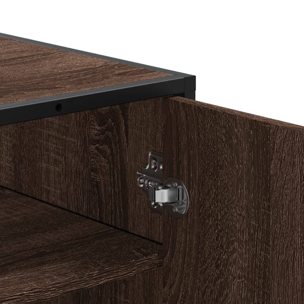 Schoenenkast 75x38x97,5 cm bewerkt hout en metaal bruin eiken is nu te koop bij PeponiXL, paradijselijk wonen!