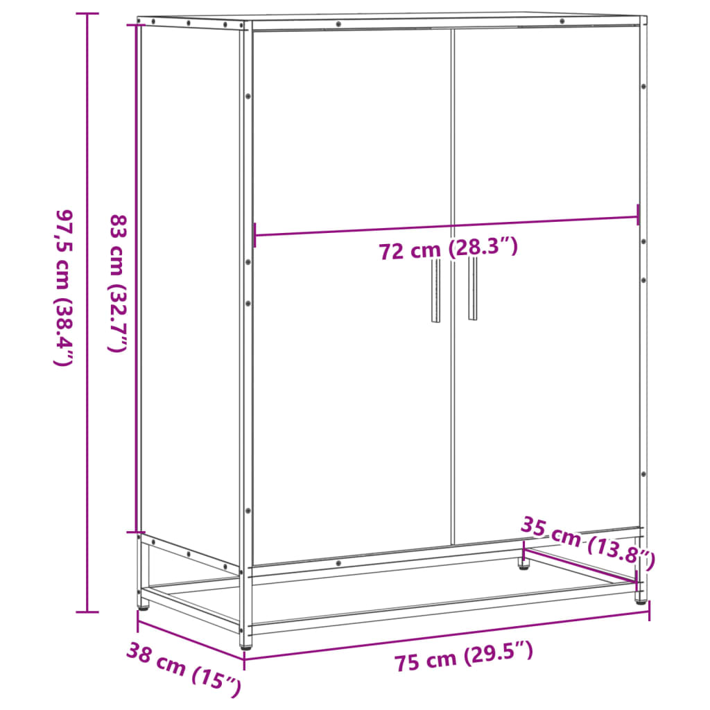 Schoenenkast 75x38x97,5 cm bewerkt hout en metaal bruin eiken is nu te koop bij PeponiXL, paradijselijk wonen!