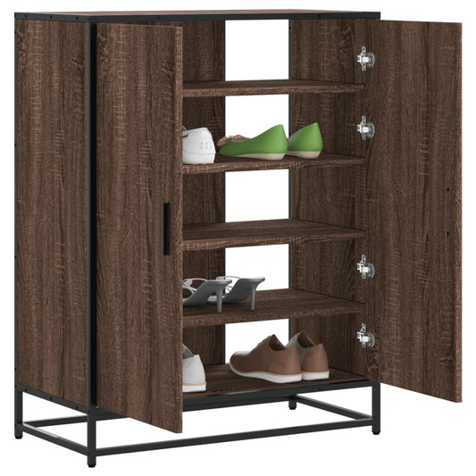 Schoenenkast 75x38x97,5 cm bewerkt hout en metaal bruin eiken is nu te koop bij PeponiXL, paradijselijk wonen!