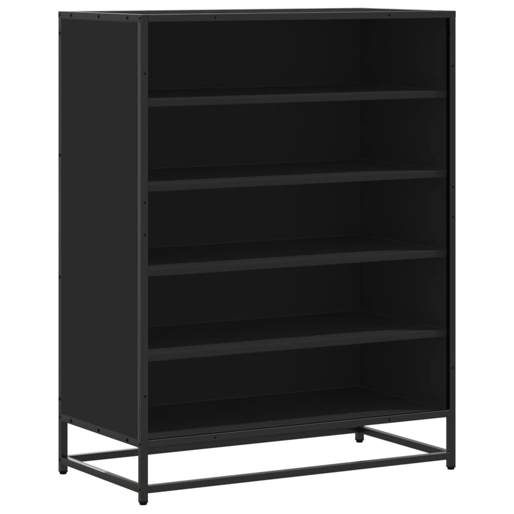 Schoenenkast 75x38x97,5 cm bewerkt hout en metaal zwart is nu te koop bij PeponiXL, paradijselijk wonen!