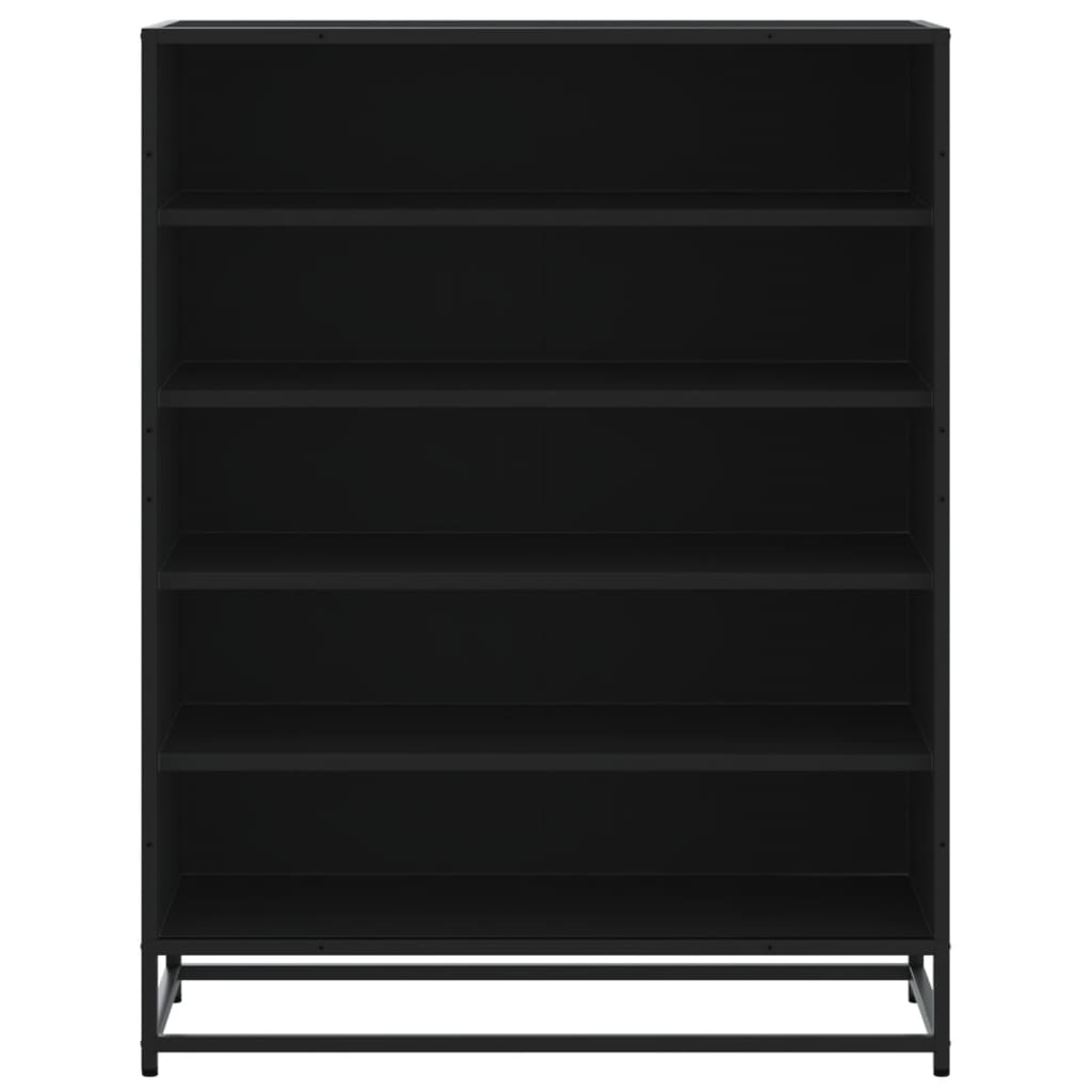 Schoenenkast 75x38x97,5 cm bewerkt hout en metaal zwart is nu te koop bij PeponiXL, paradijselijk wonen!
