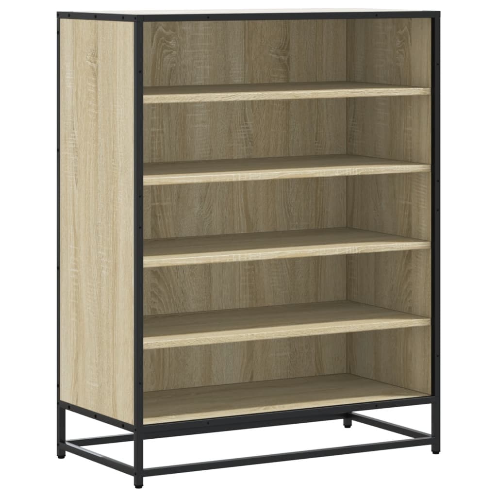 Schoenenkast 75x38x97,5 cm bewerkt hout en metaal sonoma eiken is nu te koop bij PeponiXL, paradijselijk wonen!
