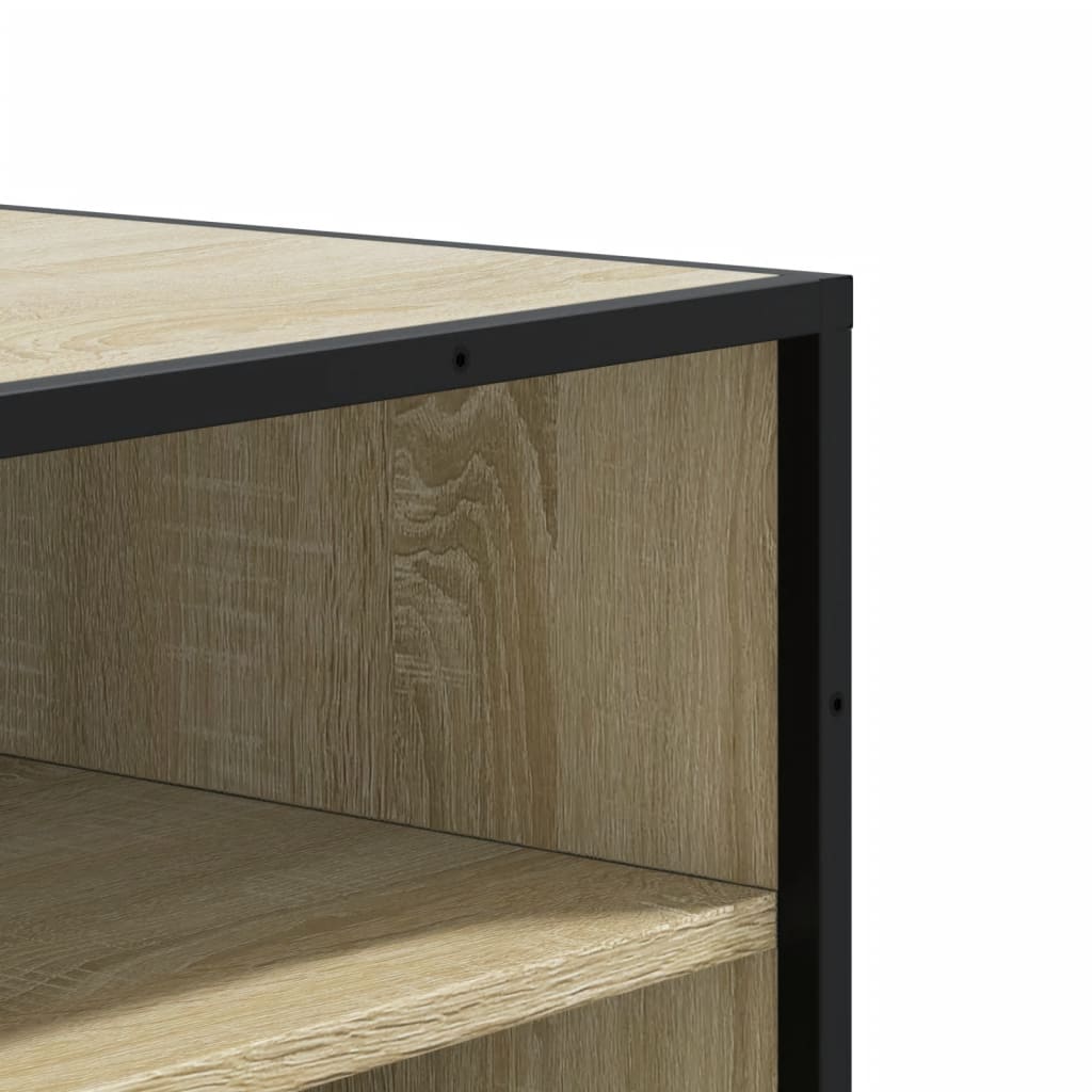 Schoenenkast 75x38x97,5 cm bewerkt hout en metaal sonoma eiken is nu te koop bij PeponiXL, paradijselijk wonen!