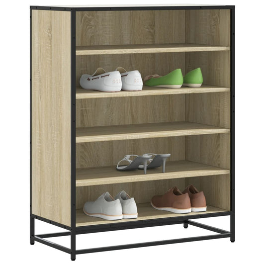 Schoenenkast 75x38x97,5 cm bewerkt hout en metaal sonoma eiken is nu te koop bij PeponiXL, paradijselijk wonen!