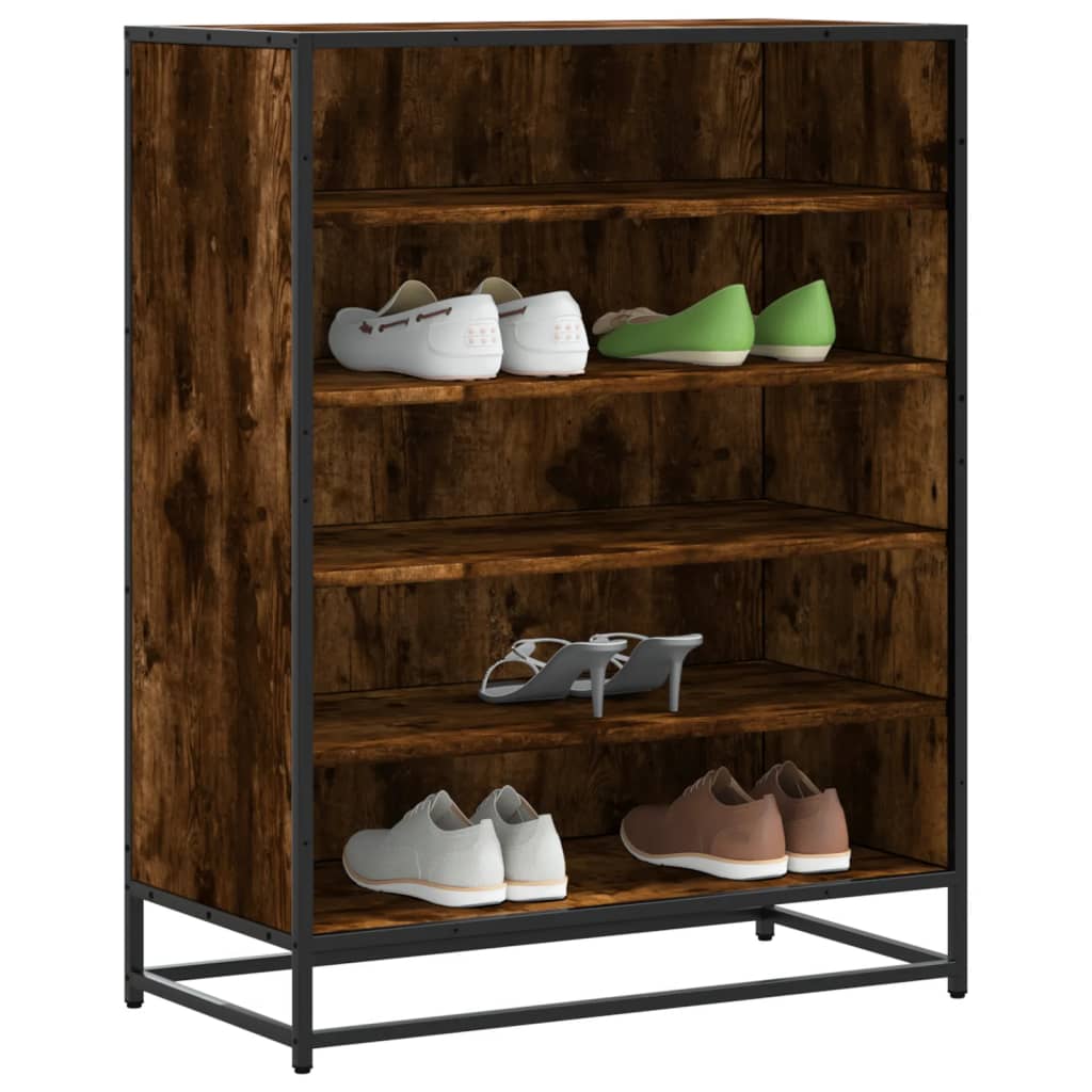 Schoenenkast 75x38x97,5 cm bewerkt hout en metaal gerookt eiken is nu te koop bij PeponiXL, paradijselijk wonen!