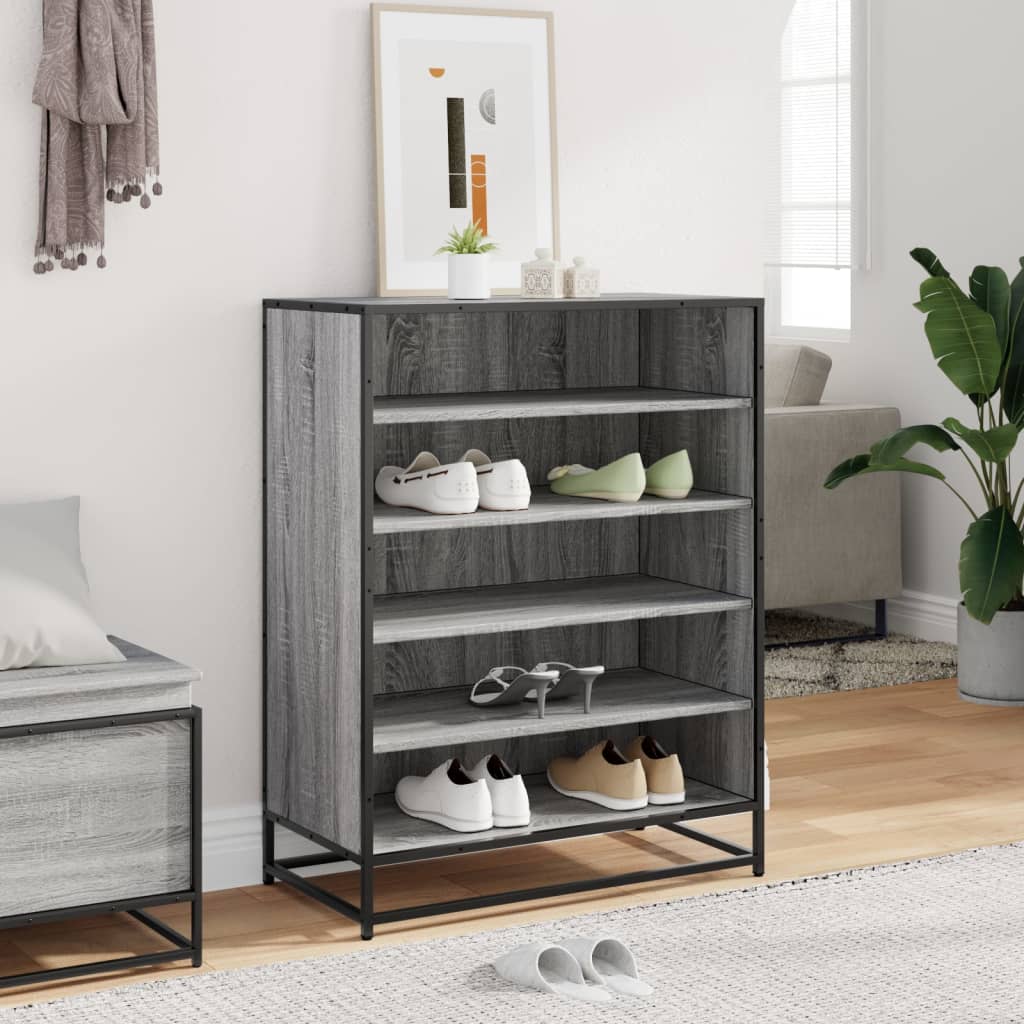 Schoenenkast 75x38x97,5 cm bewerkt hout en metaal grijs sonoma is nu te koop bij PeponiXL, paradijselijk wonen!
