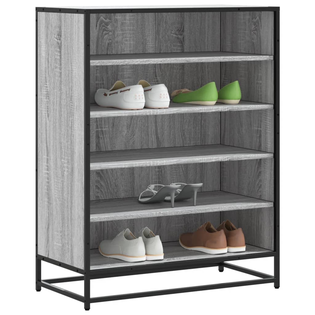 Schoenenkast 75x38x97,5 cm bewerkt hout en metaal grijs sonoma is nu te koop bij PeponiXL, paradijselijk wonen!