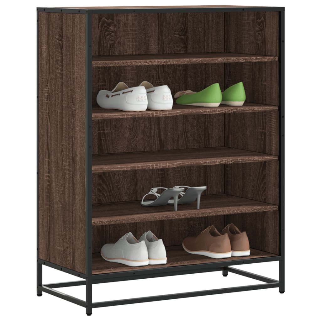 Schoenenkast 75x38x97,5 cm bewerkt hout en metaal bruin eiken is nu te koop bij PeponiXL, paradijselijk wonen!