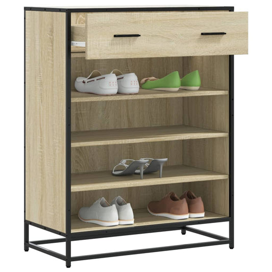 Schoenenkast 75x38x97,5 cm bewerkt hout en metaal sonoma eiken is nu te koop bij PeponiXL, paradijselijk wonen!