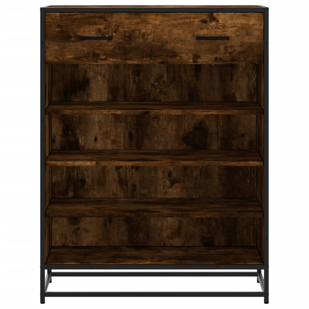 Schoenenkast 75x38x97,5 cm bewerkt hout en metaal gerookt eiken is nu te koop bij PeponiXL, paradijselijk wonen!