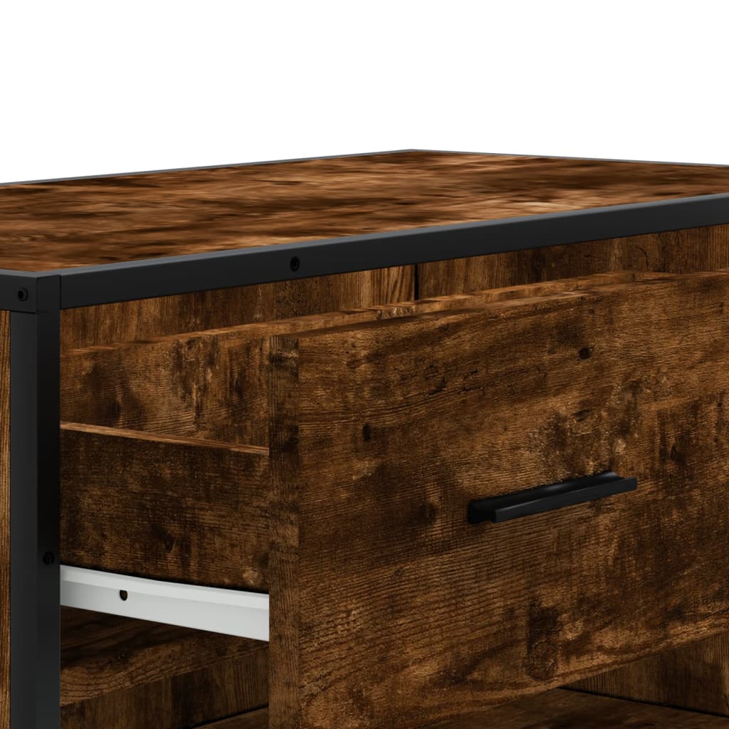 Schoenenkast 75x38x97,5 cm bewerkt hout en metaal gerookt eiken is nu te koop bij PeponiXL, paradijselijk wonen!