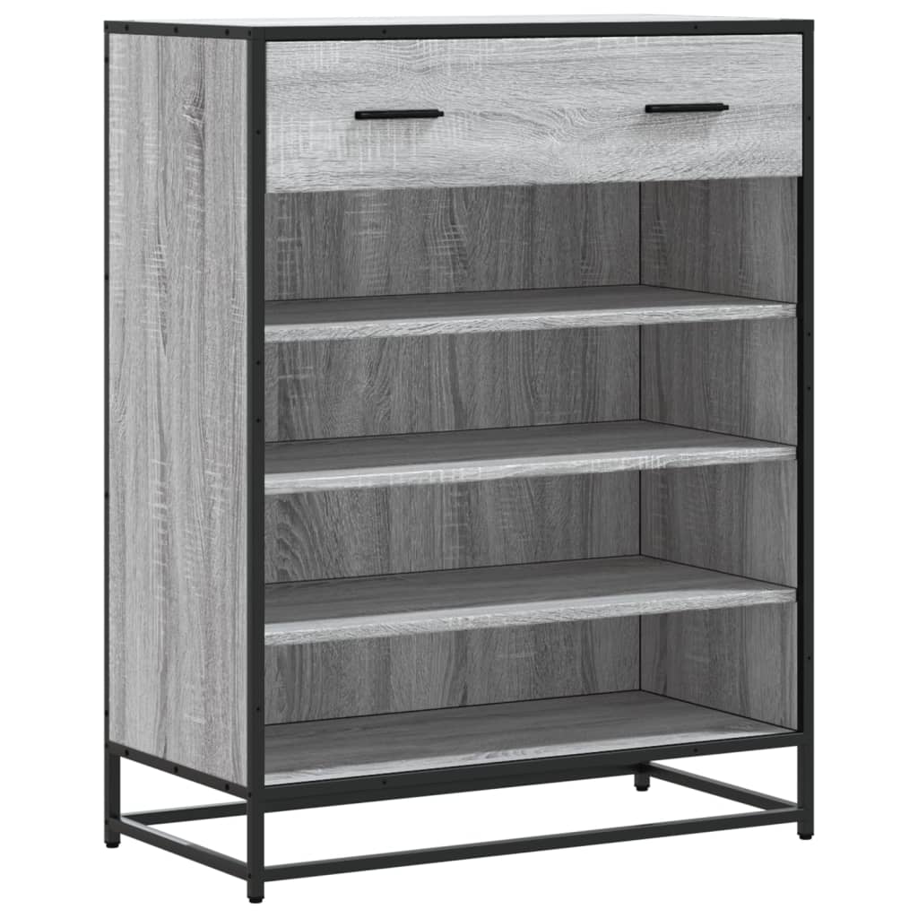 Schoenenkast 75x38x97,5 cm bewerkt hout en metaal grijs sonoma is nu te koop bij PeponiXL, paradijselijk wonen!