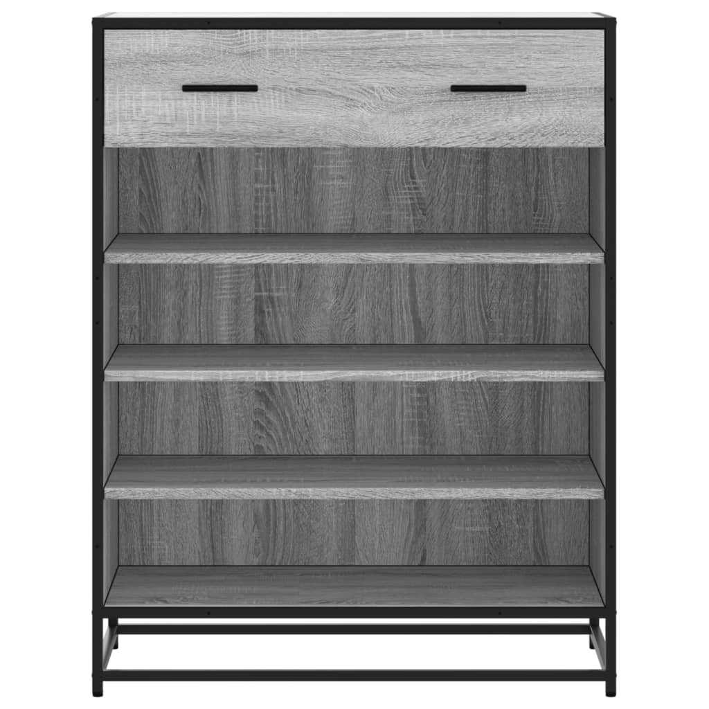 Schoenenkast 75x38x97,5 cm bewerkt hout en metaal grijs sonoma is nu te koop bij PeponiXL, paradijselijk wonen!