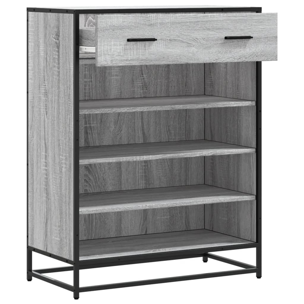 Schoenenkast 75x38x97,5 cm bewerkt hout en metaal grijs sonoma is nu te koop bij PeponiXL, paradijselijk wonen!