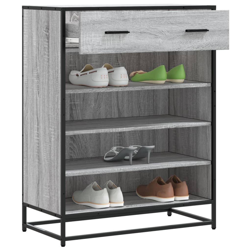 Schoenenkast 75x38x97,5 cm bewerkt hout en metaal grijs sonoma is nu te koop bij PeponiXL, paradijselijk wonen!