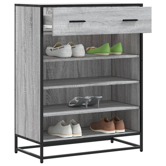 Schoenenkast 75x38x97,5 cm bewerkt hout en metaal grijs sonoma is nu te koop bij PeponiXL, paradijselijk wonen!