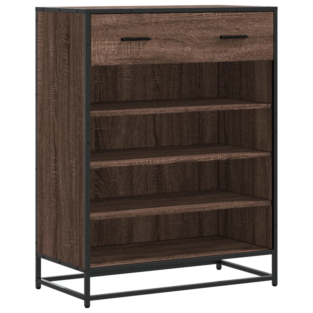 Schoenenkast 75x38x97,5 cm bewerkt hout en metaal bruin eiken is nu te koop bij PeponiXL, paradijselijk wonen!