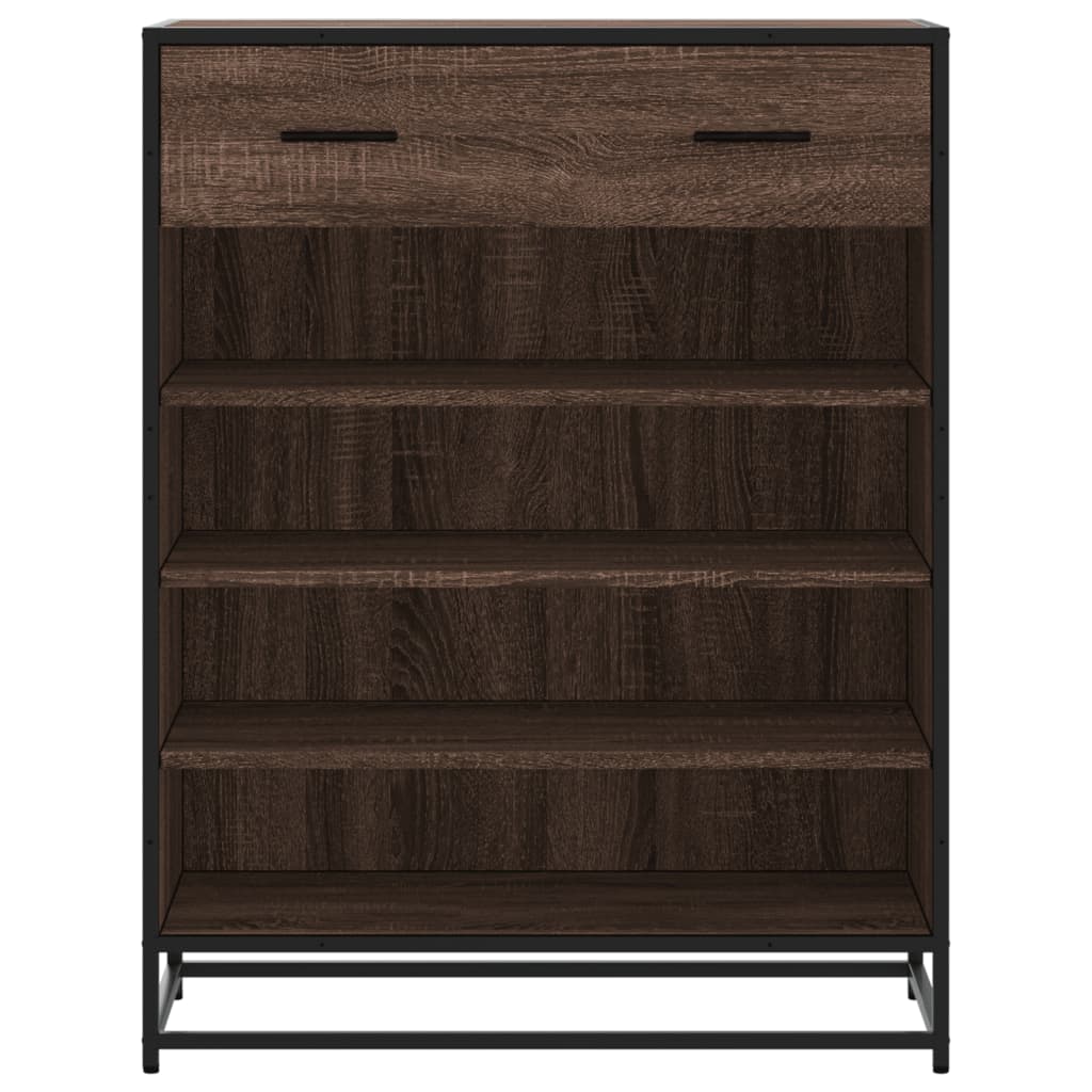 Schoenenkast 75x38x97,5 cm bewerkt hout en metaal bruin eiken is nu te koop bij PeponiXL, paradijselijk wonen!