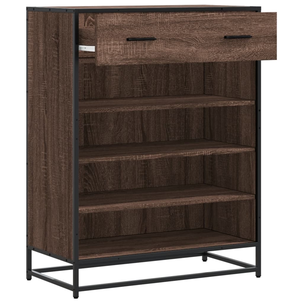 Schoenenkast 75x38x97,5 cm bewerkt hout en metaal bruin eiken is nu te koop bij PeponiXL, paradijselijk wonen!