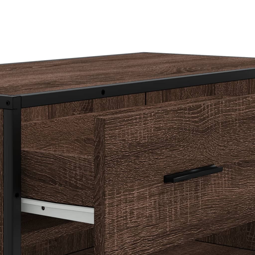 Schoenenkast 75x38x97,5 cm bewerkt hout en metaal bruin eiken is nu te koop bij PeponiXL, paradijselijk wonen!