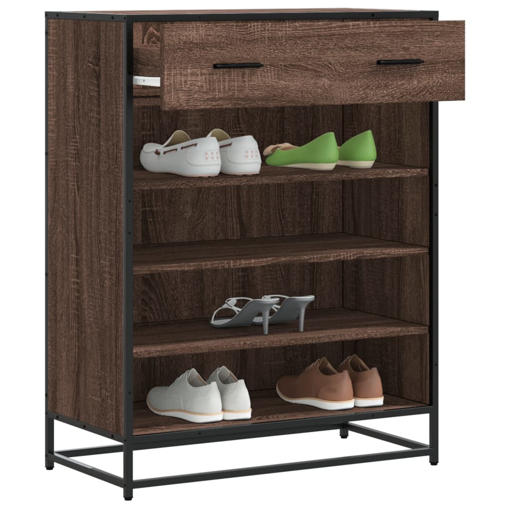 Schoenenkast 75x38x97,5 cm bewerkt hout en metaal bruin eiken is nu te koop bij PeponiXL, paradijselijk wonen!