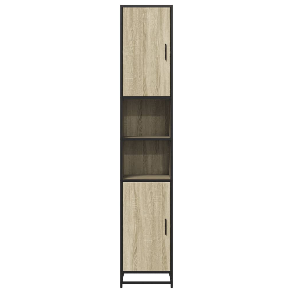 Badkamerkast 35x37,5x188,5 cm hout en metaal sonoma eikenkleur is nu te koop bij PeponiXL, paradijselijk wonen!
