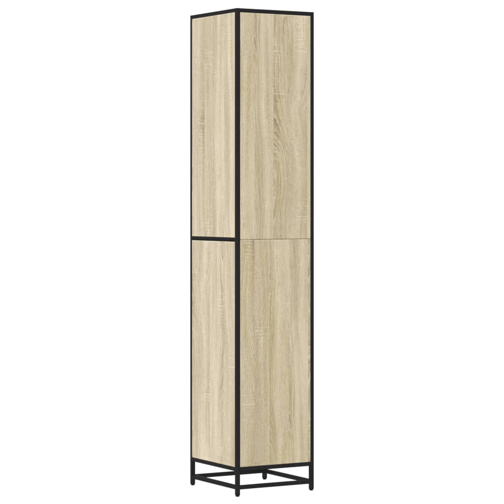Badkamerkast 35x37,5x188,5 cm hout en metaal sonoma eikenkleur is nu te koop bij PeponiXL, paradijselijk wonen!