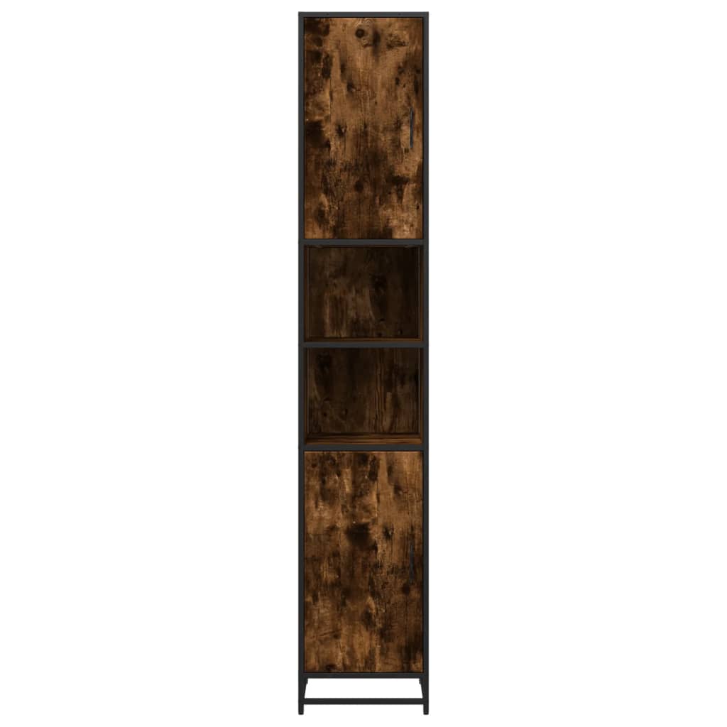 Badkamerkast 35x37,5x188,5 cm hout en metaal gerookt eikenkleur is nu te koop bij PeponiXL, paradijselijk wonen!