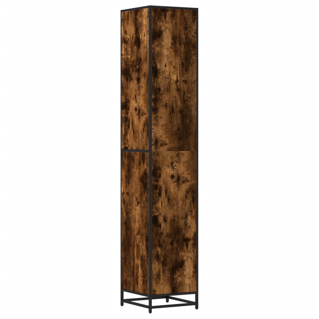 Badkamerkast 35x37,5x188,5 cm hout en metaal gerookt eikenkleur is nu te koop bij PeponiXL, paradijselijk wonen!