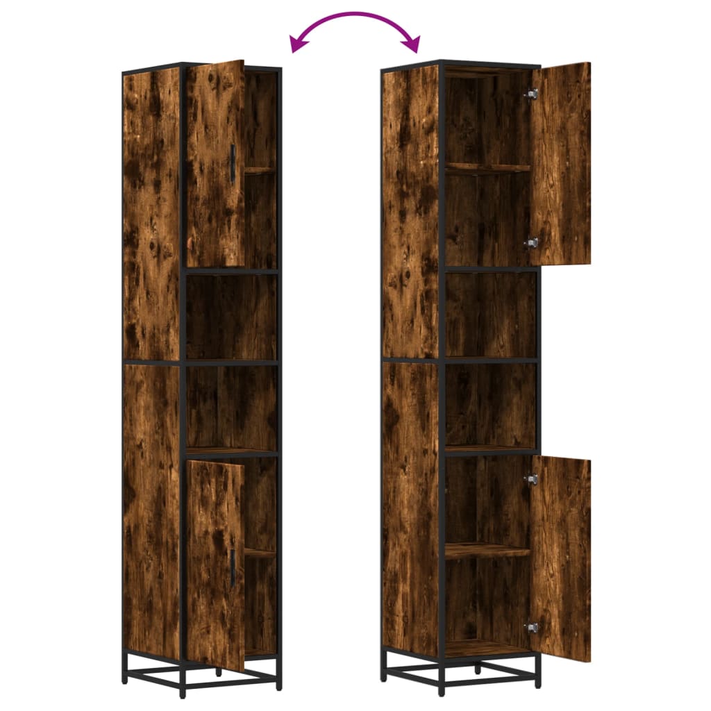 Badkamerkast 35x37,5x188,5 cm hout en metaal gerookt eikenkleur is nu te koop bij PeponiXL, paradijselijk wonen!