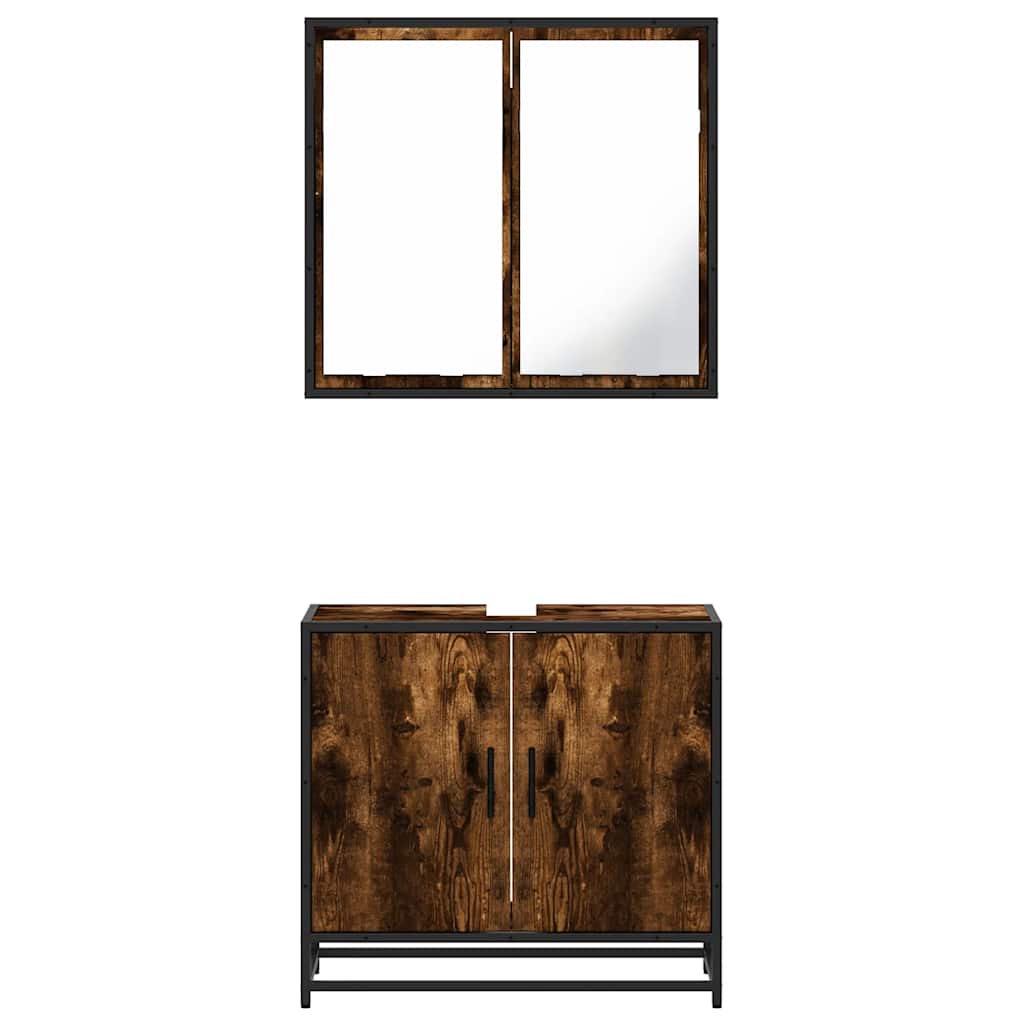 2-delige Badkamermeubelset bewerkt hout gerookt eikenkleurig is nu te koop bij PeponiXL, paradijselijk wonen!