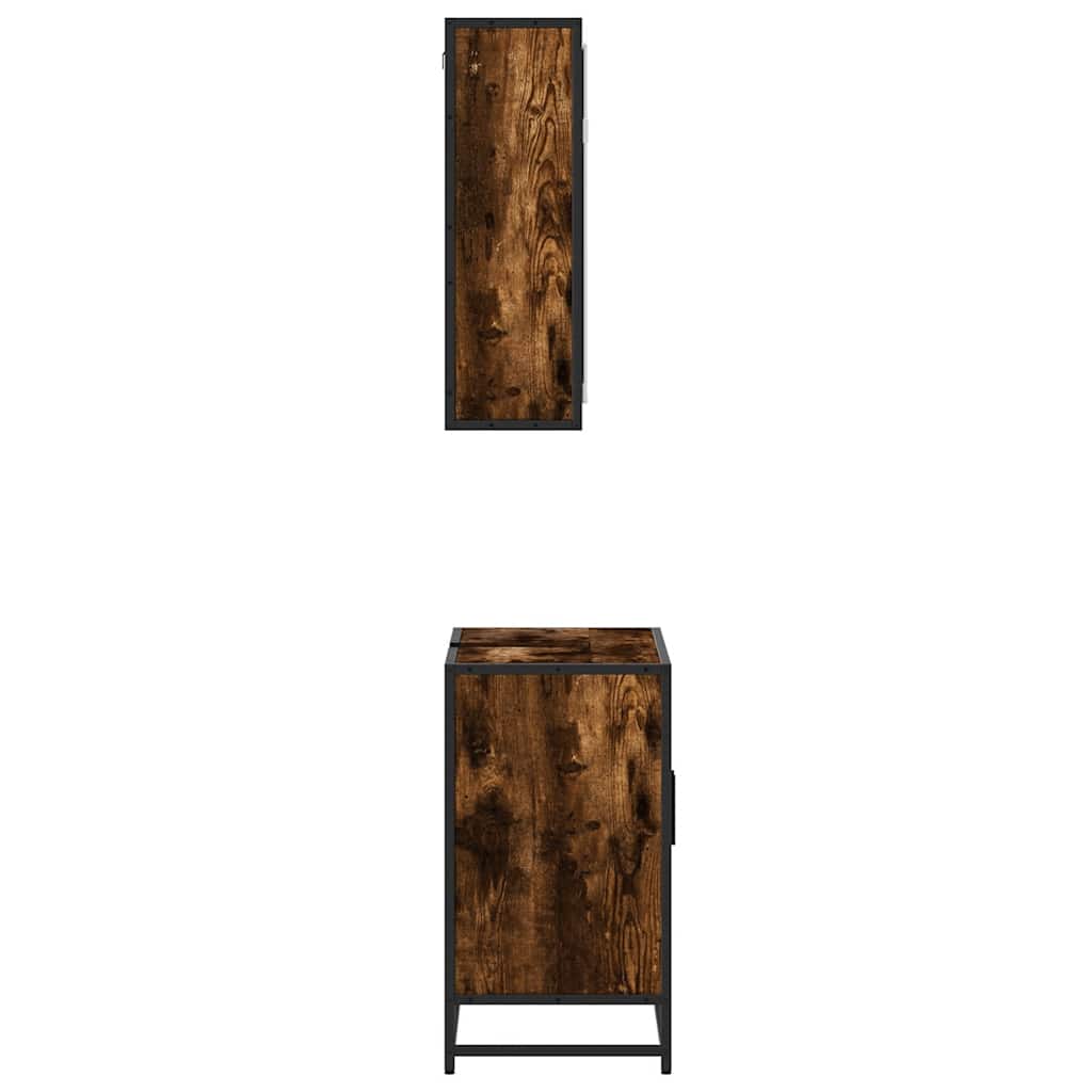 2-delige Badkamermeubelset bewerkt hout gerookt eikenkleurig is nu te koop bij PeponiXL, paradijselijk wonen!