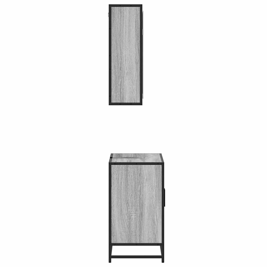 2-delige Badkamermeubelset bewerkt hout grijs sonoma eikenkleur is nu te koop bij PeponiXL, paradijselijk wonen!