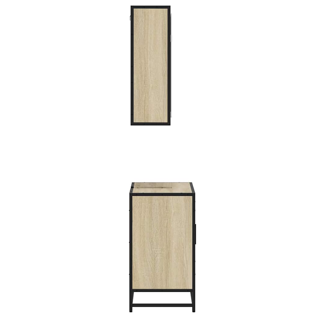 2-delige Badkamermeubelset bewerkt hout sonoma eikenkleurig is nu te koop bij PeponiXL, paradijselijk wonen!