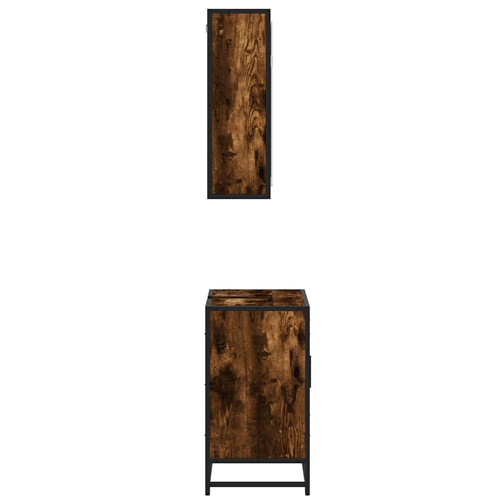 2-delige Badkamermeubelset bewerkt hout gerookt eikenkleurig is nu te koop bij PeponiXL, paradijselijk wonen!