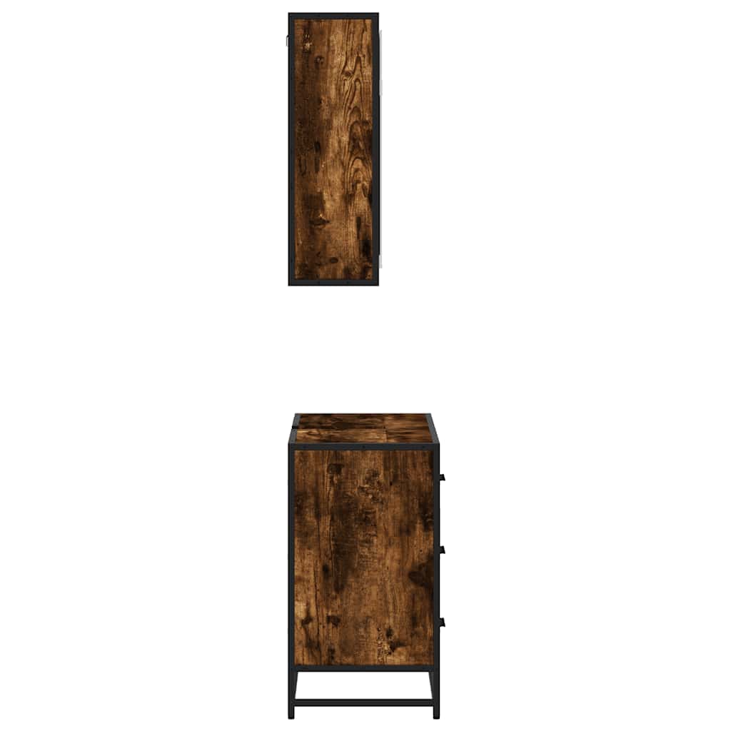 2-delige Badkamermeubelset bewerkt hout gerookt eikenkleurig is nu te koop bij PeponiXL, paradijselijk wonen!