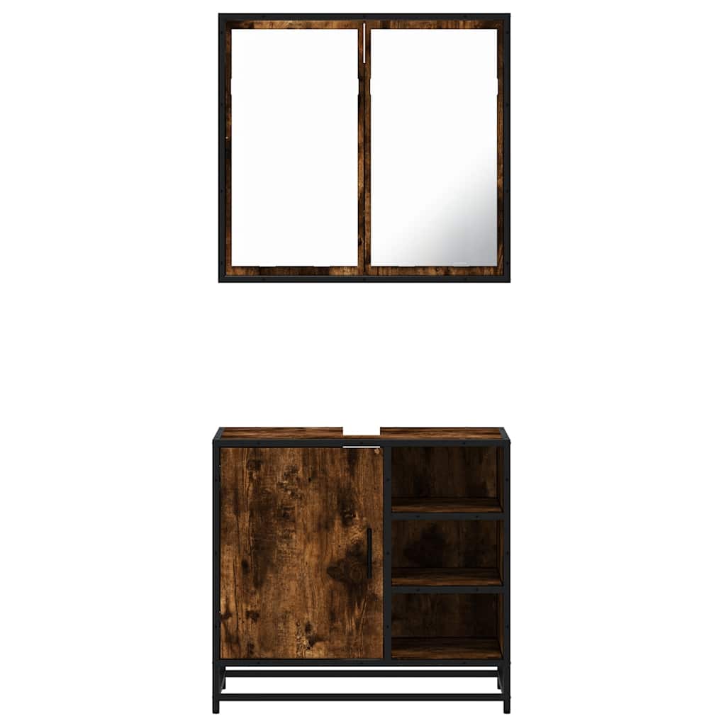 2-delige Badkamermeubelset bewerkt hout gerookt eikenkleurig is nu te koop bij PeponiXL, paradijselijk wonen!