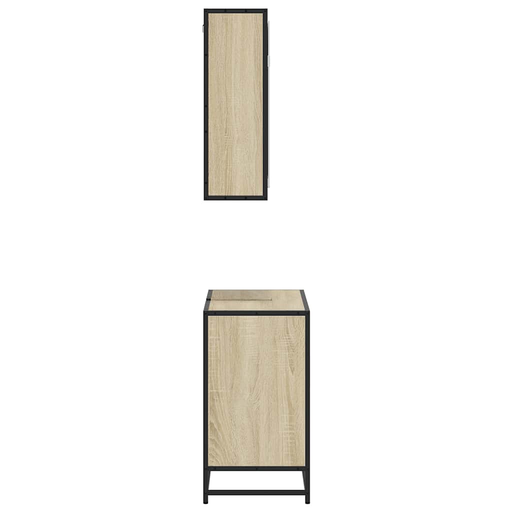 2-delige Badkamermeubelset bewerkt hout sonoma eikenkleurig is nu te koop bij PeponiXL, paradijselijk wonen!