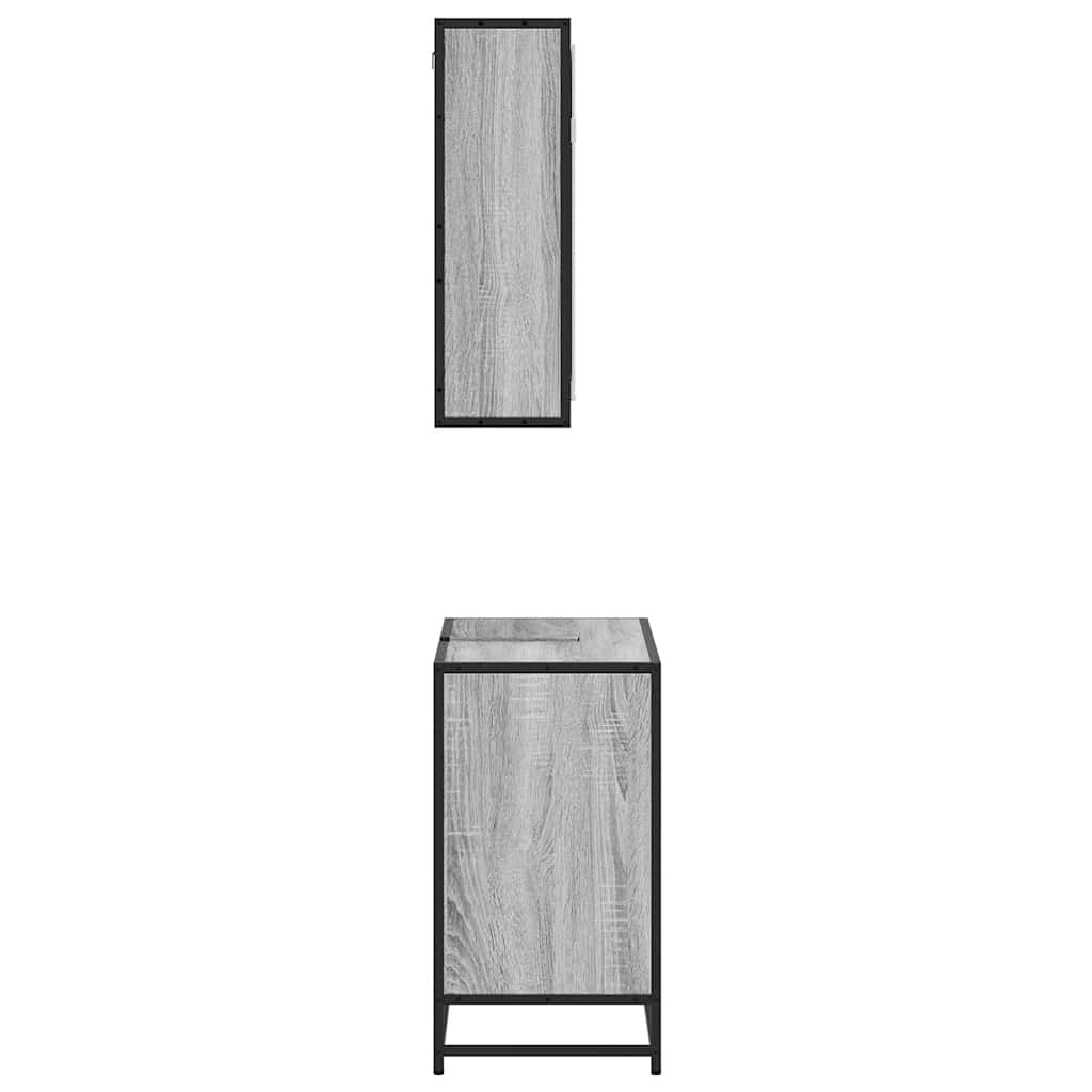 2-delige Badkamermeubelset bewerkt hout grijs sonoma eikenkleur is nu te koop bij PeponiXL, paradijselijk wonen!