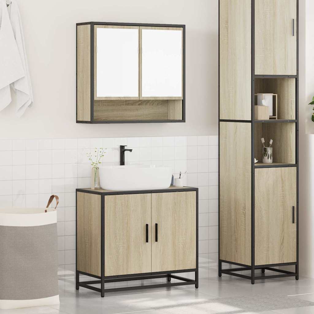 2-delige Badkamermeubelset bewerkt hout sonoma eikenkleurig is nu te koop bij PeponiXL, paradijselijk wonen!