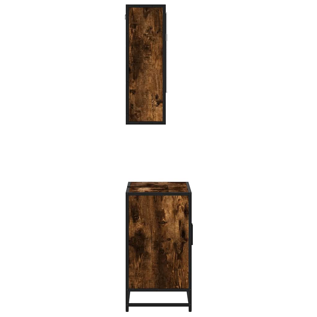 2-delige Badkamermeubelset bewerkt hout gerookt eikenkleurig is nu te koop bij PeponiXL, paradijselijk wonen!